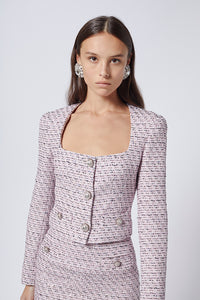 FAB2015-F2762 / Sequin tweed cropped jacket