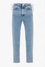 Load image into Gallery viewer, FAB2030-F2790 / Lace up high waisted jeans with crystal buttons