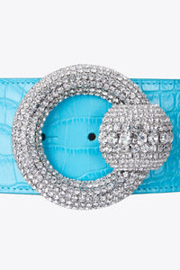 FABA2050-L010 / Turquoise Croco print belt with circular crystal belt