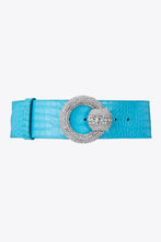 Load image into Gallery viewer, FABA2050-L010 / Turquoise Croco print belt with circular crystal belt