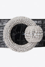 Load image into Gallery viewer, FABA2050-L010 / Black Croco print belt with circular crystal belt