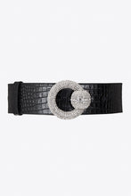 Load image into Gallery viewer, FABA2050-L010 / Black Croco print belt with circular crystal belt