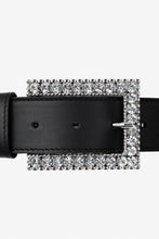 Load image into Gallery viewer, FABA2053-L007 / Black belt with rectangular crystal buckle