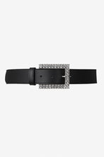 Load image into Gallery viewer, FABA2053-L007 / Black belt with rectangular crystal buckle