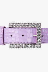 FABA2053-L010 / Croco print belt with rectangular crystal buckle