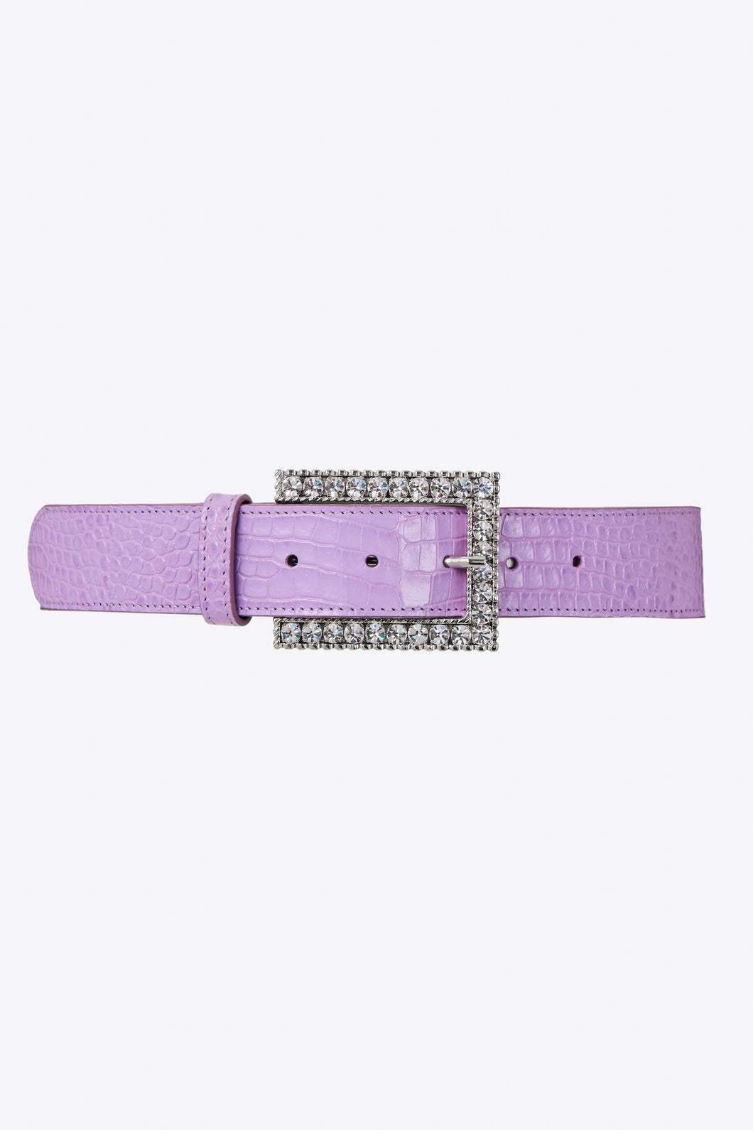 FABA2053-L010 / Croco print belt with rectangular crystal buckle