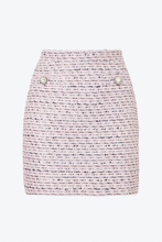 Load image into Gallery viewer, FAB2023-F2762/Sequin tweed mini skirt with crystal buttons