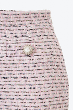 Load image into Gallery viewer, FAB2023-F2762/Sequin tweed mini skirt with crystal buttons